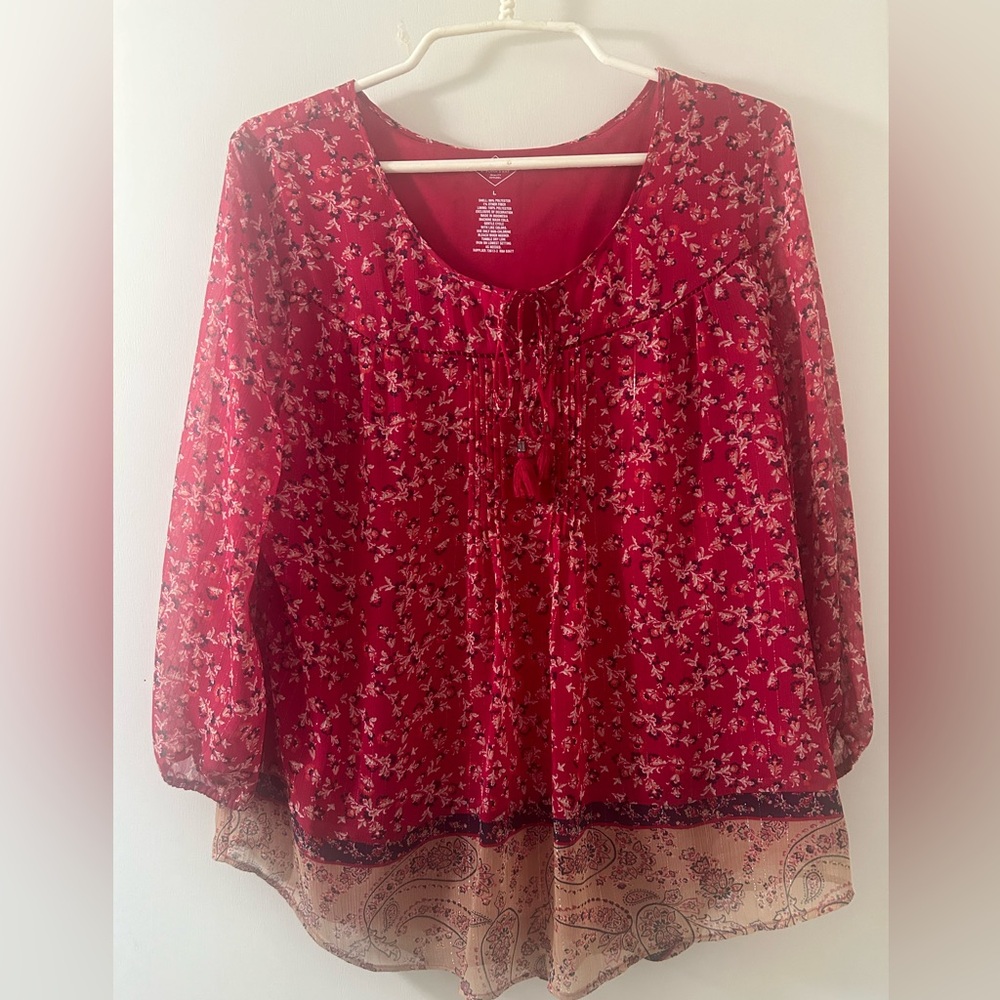 St. John's Bay Crimson Floral Top